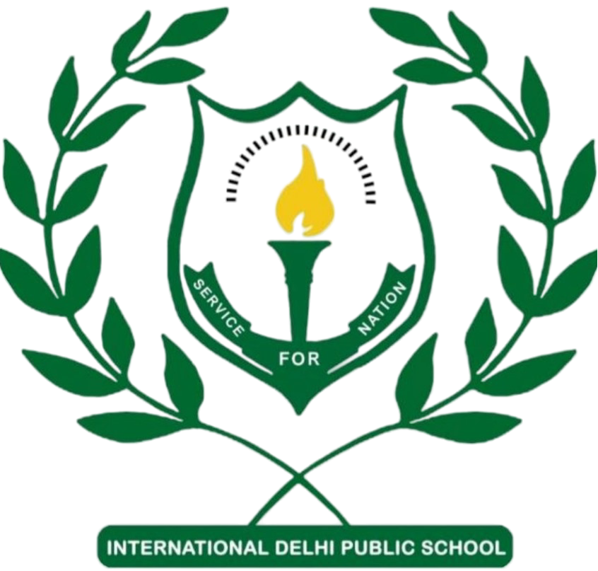 Delhi Public Kids School official emblem with green laurel wreath and torch